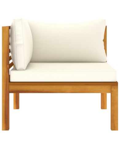 Salon de jardin 6 pcs avec coussin crème Bois d'acacia solide