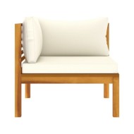 Salon de jardin 6 pcs avec coussin crème Bois d'acacia solide