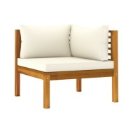 Salon de jardin 6 pcs avec coussin crème Bois d'acacia solide