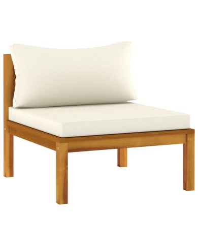 Salon de jardin 6 pcs avec coussin crème Bois d'acacia solide