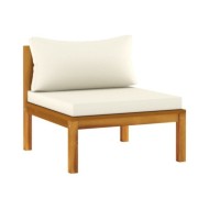 Salon de jardin 6 pcs avec coussin crème Bois d'acacia solide