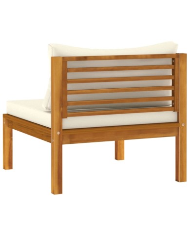 Salon de jardin 6 pcs avec coussin crème Bois d'acacia solide