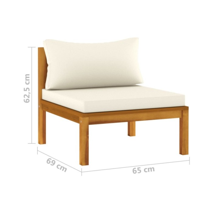 Salon de jardin 6 pcs avec coussin crème Bois d'acacia solide