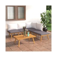 Salon de jardin 6 pcs avec coussins Bois d'acacia solide