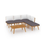 Salon de jardin 6 pcs avec coussins Bois d'acacia solide