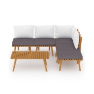 Salon de jardin 6 pcs avec coussins Bois d'acacia solide