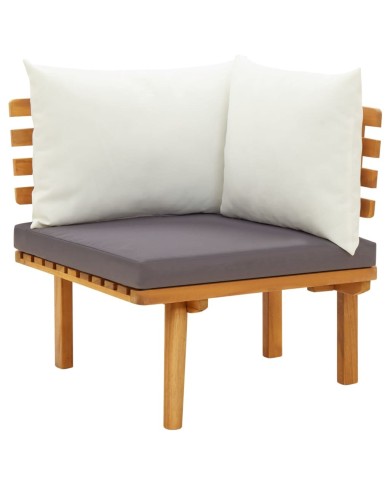 Salon de jardin 6 pcs avec coussins Bois d'acacia solide