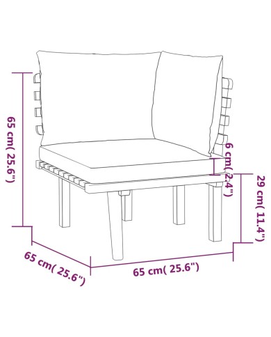 Salon de jardin 6 pcs avec coussins Bois d'acacia solide
