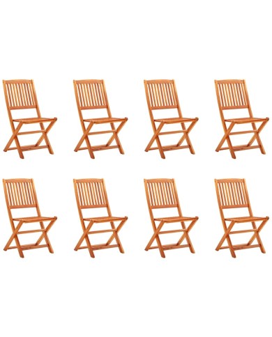 Chaises de jardin pliables 8 pcs Bois d'eucalyptus massif