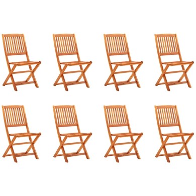 Chaises de jardin pliables 8 pcs Bois d'eucalyptus massif