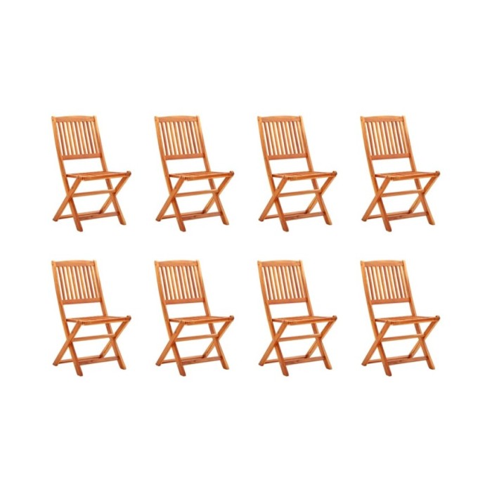 Chaises de jardin pliables 8 pcs Bois d'eucalyptus massif