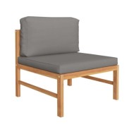 Salon de jardin 4 pcs avec coussins gris Bois de teck solide