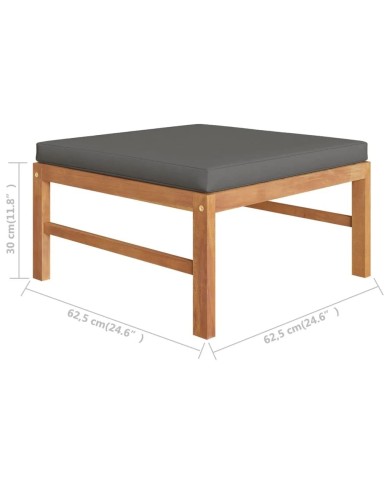 Salon de jardin 4 pcs avec coussins gris Bois de teck solide