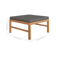 Salon de jardin 4 pcs avec coussins gris Bois de teck solide