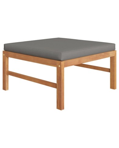 Salon de jardin 8 pcs avec coussins gris Bois de teck solide