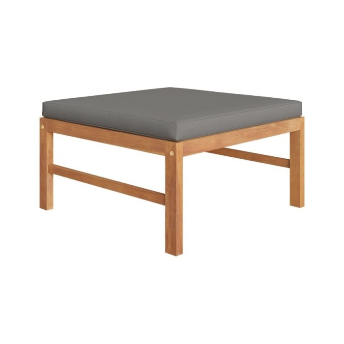 Salon de jardin 8 pcs avec coussins gris Bois de teck solide