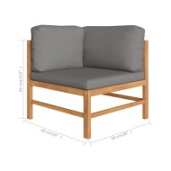 Salon de jardin 8 pcs avec coussins gris Bois de teck solide