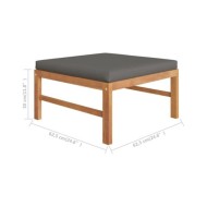 Salon de jardin 8 pcs avec coussins gris Bois de teck solide