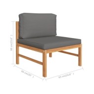 Salon de jardin 8 pcs avec coussins gris Bois de teck solide