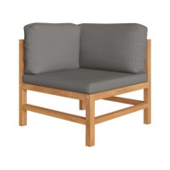Salon de jardin 6 pcs avec coussins gris Bois de teck solide