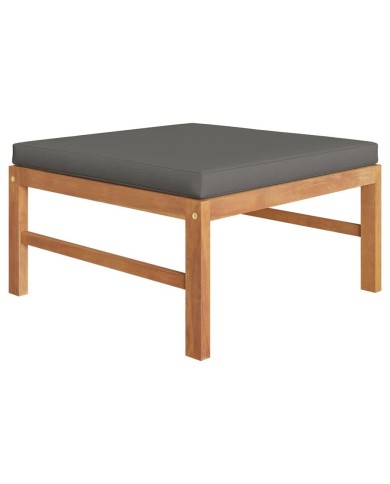 Salon de jardin 8 pcs avec coussins gris Bois de teck solide