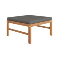 Salon de jardin 8 pcs avec coussins gris Bois de teck solide