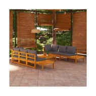 Salon de jardin 5 pcs avec coussins gris foncé Bois d'acacia