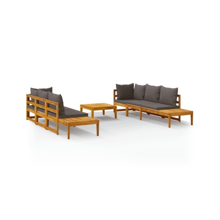 Salon de jardin 5 pcs avec coussins gris foncé Bois d'acacia