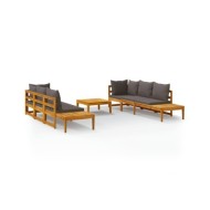 Salon de jardin 5 pcs avec coussins gris foncé Bois d'acacia