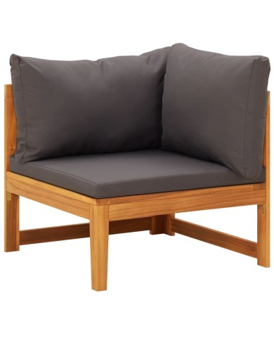 Salon de jardin 5 pcs avec coussins gris foncé Bois d'acacia