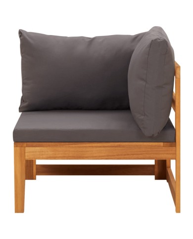 Salon de jardin 5 pcs avec coussins gris foncé Bois d'acacia