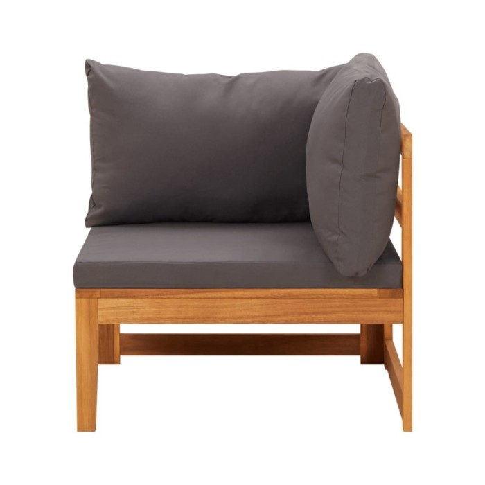 Salon de jardin 5 pcs avec coussins gris foncé Bois d'acacia
