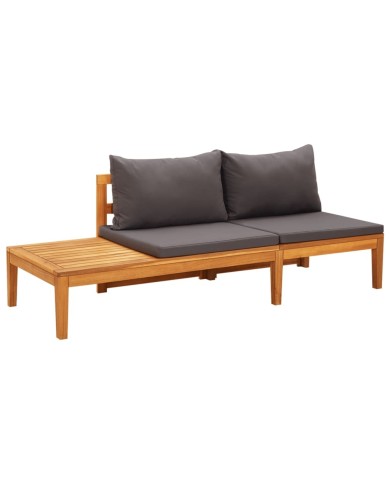 Salon de jardin 5 pcs avec coussins gris foncé Bois d'acacia