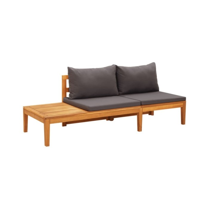 Salon de jardin 5 pcs avec coussins gris foncé Bois d'acacia