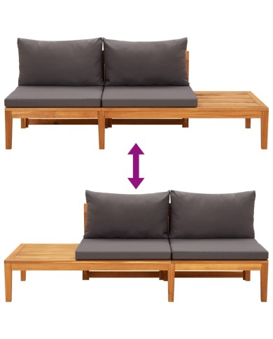 Salon de jardin 5 pcs avec coussins gris foncé Bois d'acacia