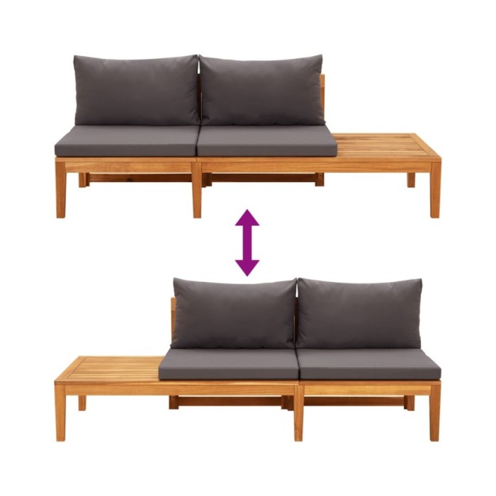 Salon de jardin 5 pcs avec coussins gris foncé Bois d'acacia