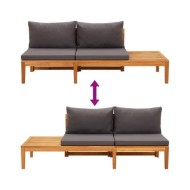 Salon de jardin 5 pcs avec coussins gris foncé Bois d'acacia