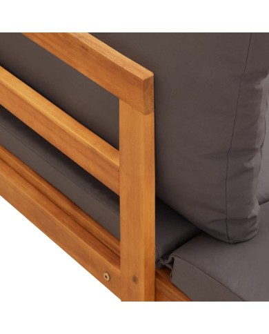 Salon de jardin 5 pcs avec coussins gris foncé Bois d'acacia