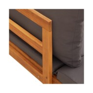 Salon de jardin 5 pcs avec coussins gris foncé Bois d'acacia