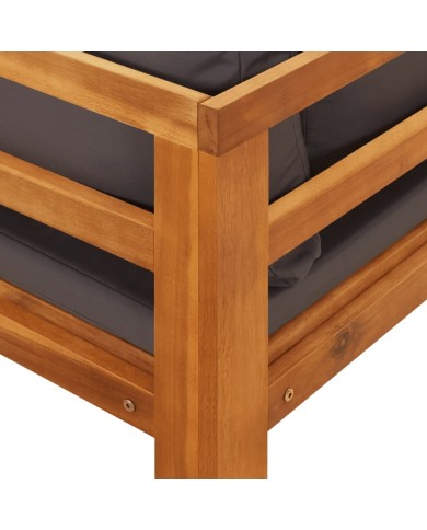 Salon de jardin 5 pcs avec coussins gris foncé Bois d'acacia