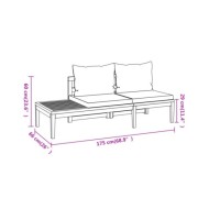 Salon de jardin 5 pcs avec coussins gris foncé Bois d'acacia