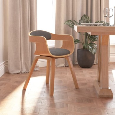 Chaise de salle à manger Gris clair Bois courbé et tissu