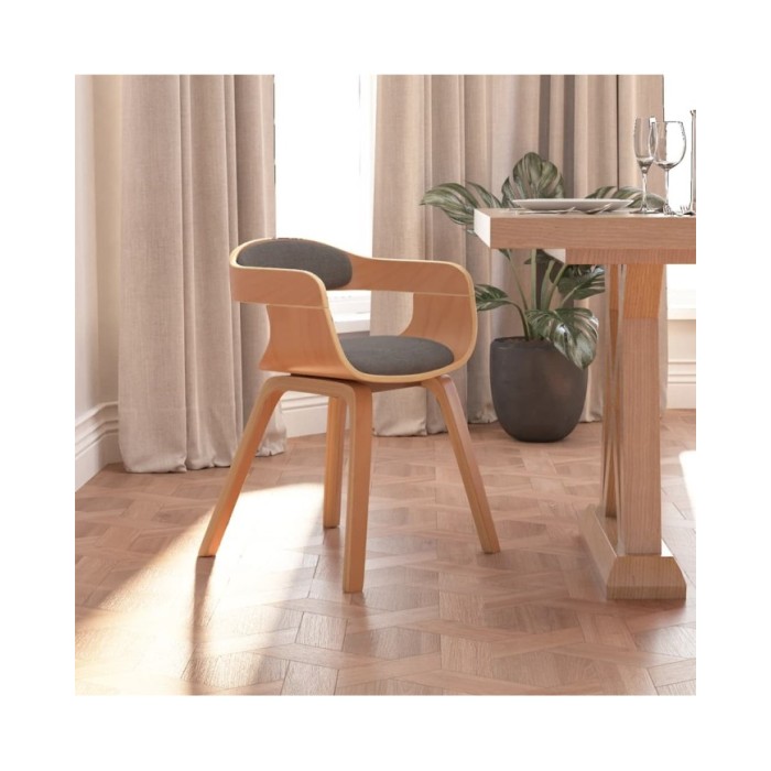 Chaise de salle à manger Gris clair Bois courbé et tissu