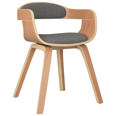 Chaise de salle à manger Gris clair Bois courbé et tissu