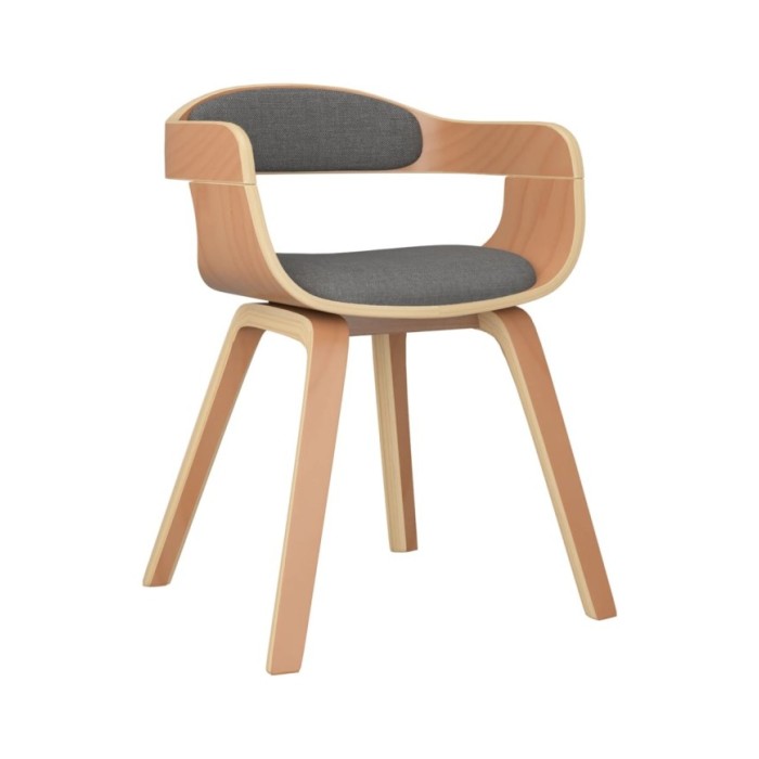 Chaise de salle à manger Gris clair Bois courbé et tissu