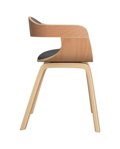 Chaise de salle à manger Gris clair Bois courbé et tissu