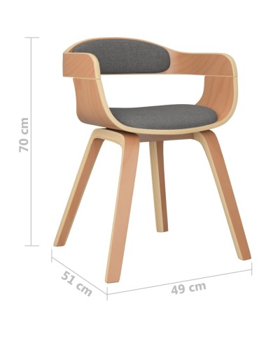 Chaise de salle à manger Gris clair Bois courbé et tissu