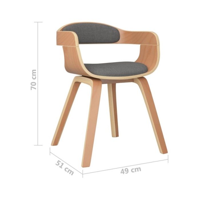 Chaise de salle à manger Gris clair Bois courbé et tissu
