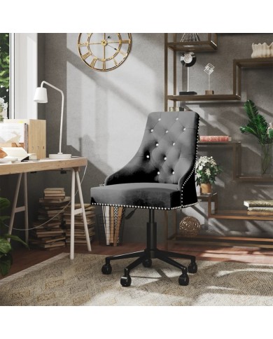 Chaise pivotante de salle à manger Gris foncé Velours