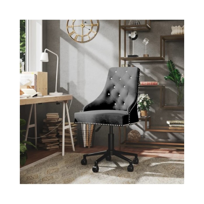 Chaise pivotante de salle à manger Gris foncé Velours
